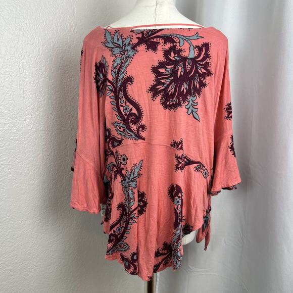 Free People Top Womens XS Pink‎ Floral Maui Wowie Boho Whimsical Flowy Festival - Picture 5 of 12